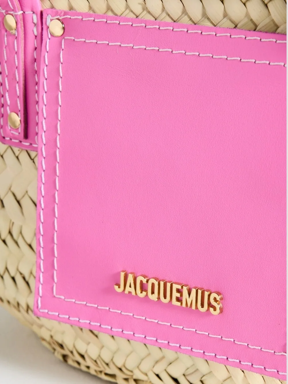 JACQUEMUS Pink Straw Tote Bag